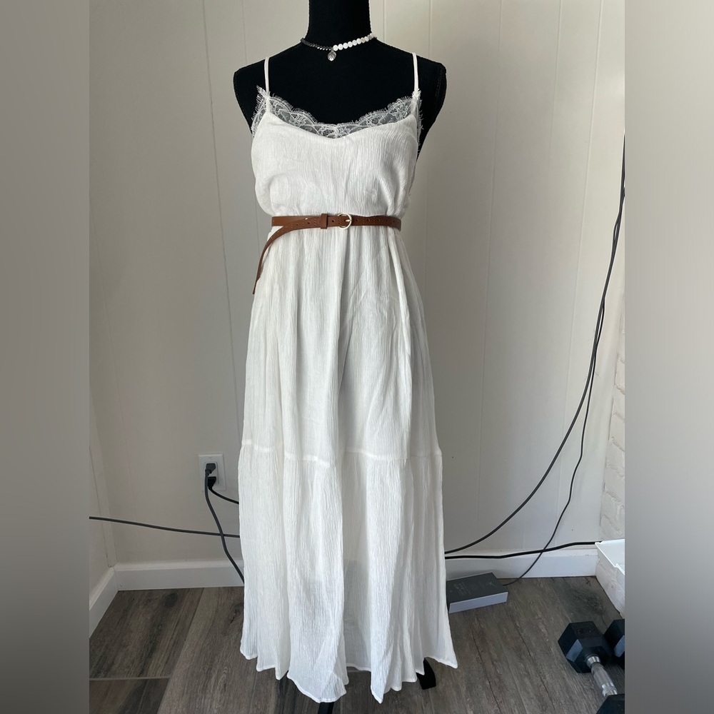 Lush White boho coastal cowgirl Maxi Dress